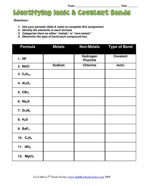 Ionic Bonding And Ionic Compounds Worksheet Answers
